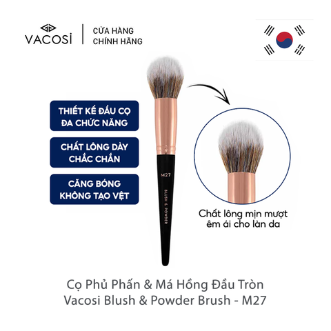 Cọ Phủ Phấn & Má Hồng Đầu Tròn Vacosi Blush & Powder Brush - M27