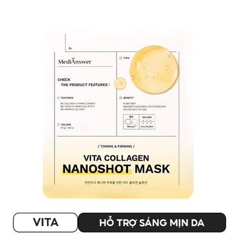 Mặt Nạ Thạch Collagen Nano Sáng Da Căng Bóng MediAnswer Vita Collagen Nanoshot Mask 37g