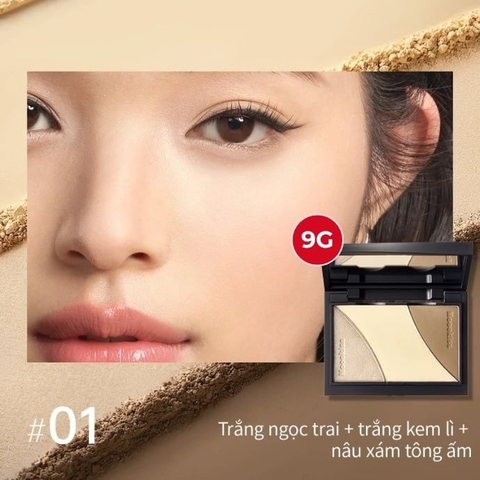 Bảng Khối Mooekiss Phấn Bắt Sáng Bảng Trang điểm Tự Nhiên Lâu Trôi Chống Nước 9g