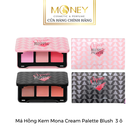 Má Hồng Kem Mona Cream Palette Blush  3 ô