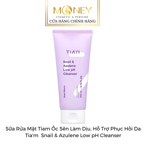 Sữa Rửa Mặt Tiam Ốc Sên Làm Dịu, Hỗ Trợ Phục Hồi Da Tia'm  Snail & Azulene Low pH Cleanser