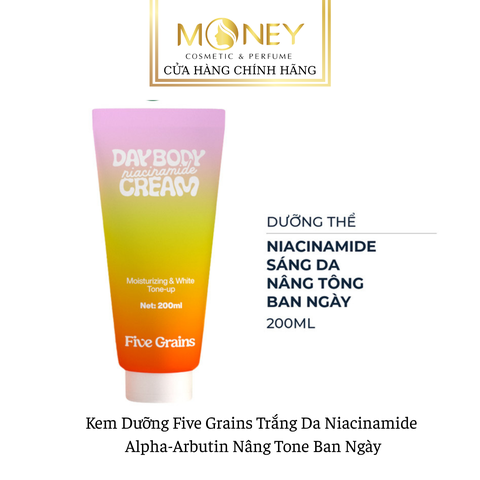 Kem Dưỡng Five Grains Trắng Da Niacinamide, Alpha-Arbutin Nâng Tone Ban Ngày 200ml