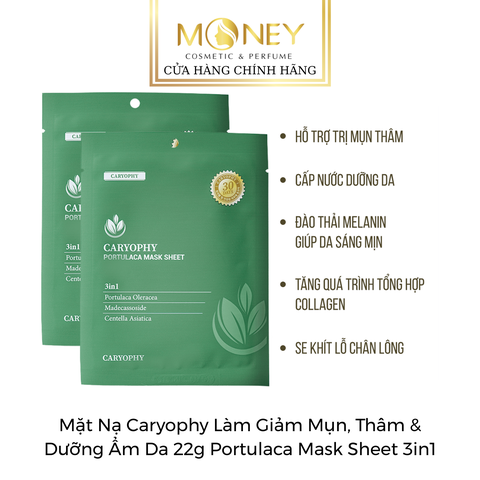 Mặt Nạ Caryophy Làm Giảm Mụn, Thâm & Dưỡng Ẩm Da 22g Portulaca Mask Sheet 3in1