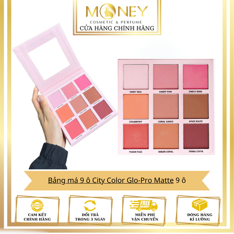 Bảng Má Hồng City Color 9 Ô Glo Pro Matte