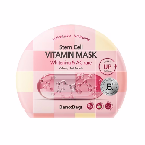 Mặt Nạ Banobagi Stem Cell Vitamin Mask Cấp Ẩm, Sáng Da Cho Da Mụn Whitening & AC Care 30g (Hồng Nhạt)