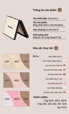 Bảng Khối Mooekiss Three-color Contouring Palette 16.5g