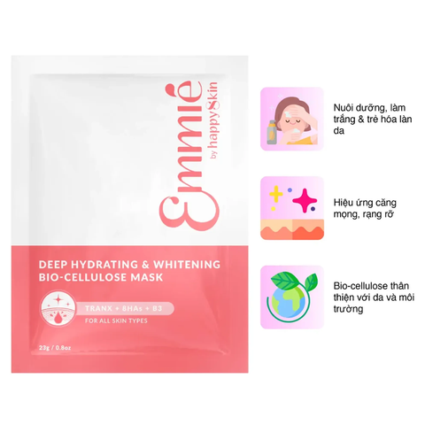 Mặt Nạ Sinh Học Emmié Cấp Ẩm Sâu & Dưỡng Sáng Da 25g Deep Hydrating & Whitening Bio Cellulose Mask