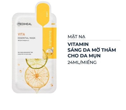 Mặt Nạ Dưỡng Trắng Da Mờ Thâm Mediheal Vita Essential Mask 24ml- Brightening (Vàng)