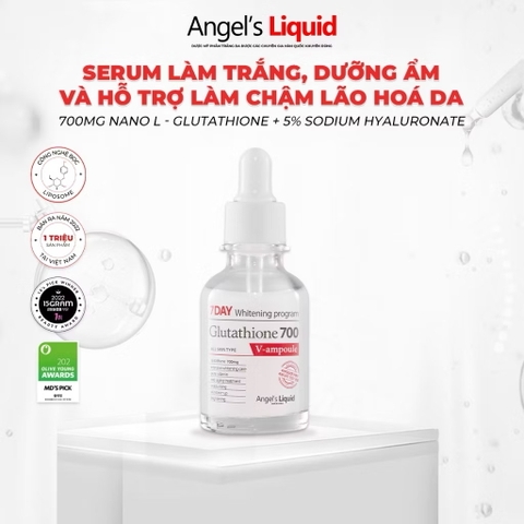 Serum Dưỡng Trắng Da, Cấp Ẩm Đa Tầng Angel's Liquid Glutathione 700mg + 5% HA 7Day Whitening Program