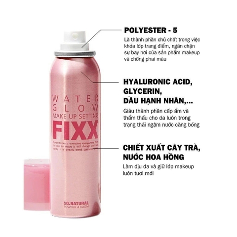 Xịt Khóa Nền Căng Bóng Da So Natural Glow Make Up Setting Fixx