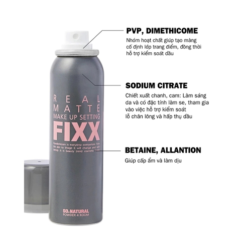 Xịt Khóa Nền Kiềm Dầu So Natural Real Matte Make Up Setting Fixx 75ml