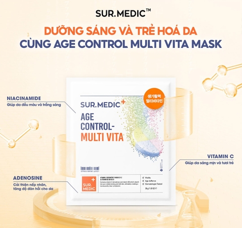 (10 Miếng/Hộp) SUR.MEDIC Mặt Nạ Sur.Medic+ Trẻ Hóa Da Age Control - Multi Vita Mask 30g