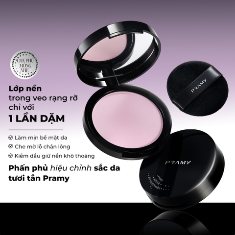 Phấn Phủ Nén Hiệu Chỉnh Sắc Da Tươi Tắn Nhung Mịn PRAMY Sheer Velvet Mist Pressed Powder 8G
