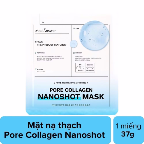 Mặt Nạ Thạch Cấp Ẩm Săn Chắc MediAnswer Pore Collagen Nanoshot Mask 37g (Xanh)