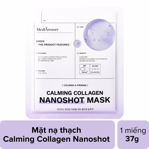 Mặt Nạ Thạch Làm Dịu Giảm Đỏ Medianswer Calming Collagen Nanoshot Mask 37g (Tím)