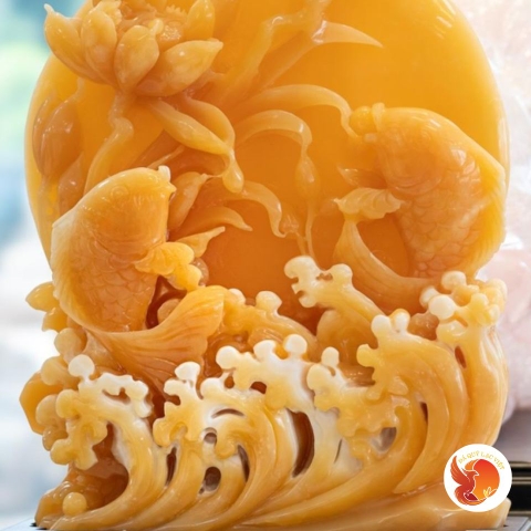 Tượng Cá Chép Vờn Hoa Sen Ngọc Hoàng Long