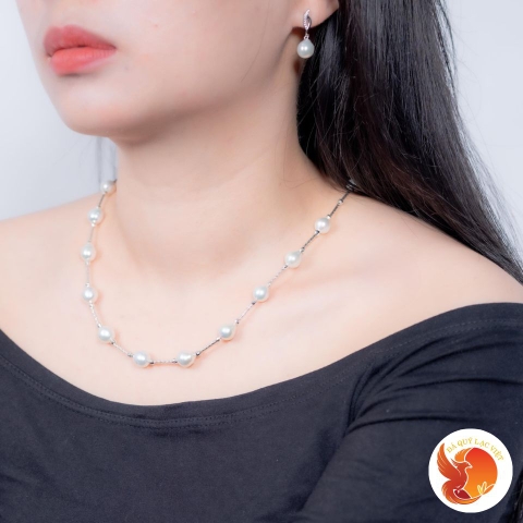 Bộ Ngọc Trai Ống Bạc