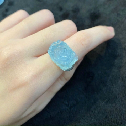 Nhẫn Aquamarin Hoa Mẫu Đơn