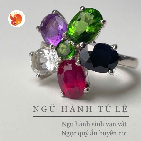 Nhẫn Ngũ Hành Phủ Bạc Vàng