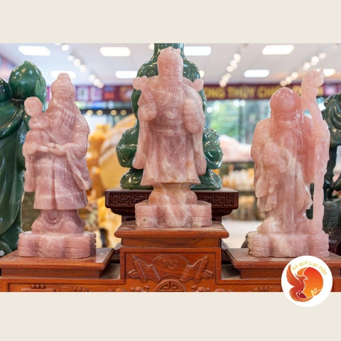 Tượng Tam Đa Phúc Lộc Thọ - Thạch Anh Hồng