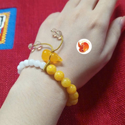 Vòng Tay Bạch Ngọc - Hoàng Ngọc Charm Hồ Lô