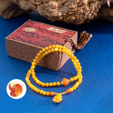 Chuỗi Vòng Ngọc Hòa Điền Mix Charm Lợn Đá Thạch Anh - Mã Não