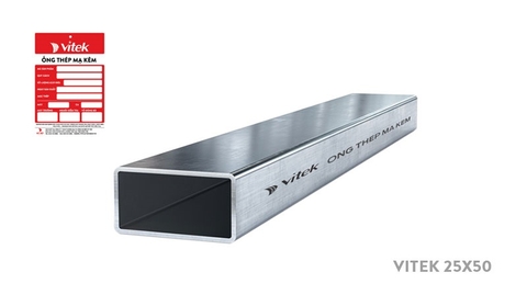 Thép hộp chữ nhật mạ kẽm Vitek 25x50