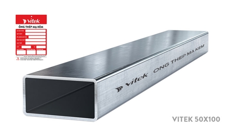 Thép hộp chữ nhật mạ kẽm Vitek 50x100