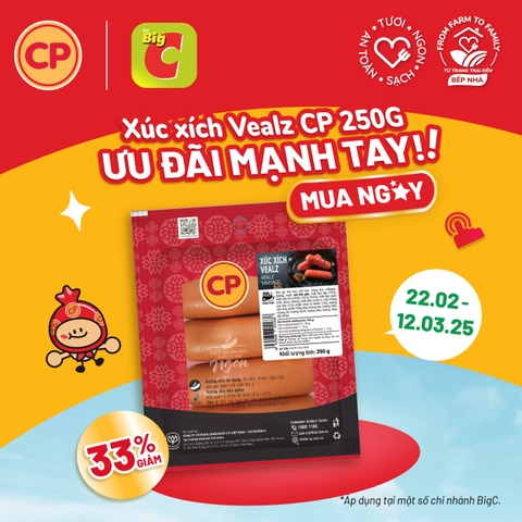 [CP x BIG C VIETNAM] Xúc Xích CP Giảm Sốc – Lên Đến 33%!