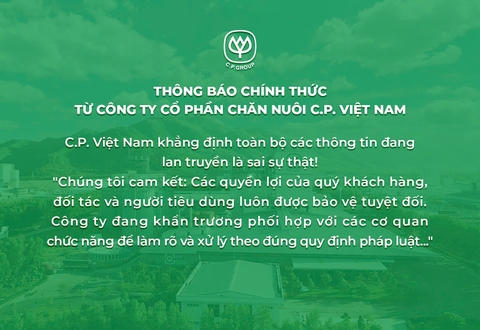 THÔNG BÁO CHÍNH THỨC TỪ C.P. VIỆT NAM