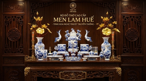 Tìm hiểu Bộ đồ thờ men lam Gốm Sứ Bát Tràng Cao Cấp: Vẻ đẹp thanh cao vượt thời gian