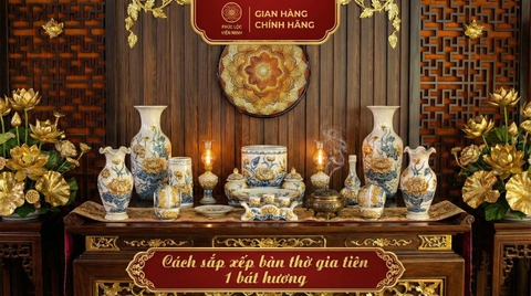 Cách sắp xếp bàn thờ gia tiên 1 bát hương