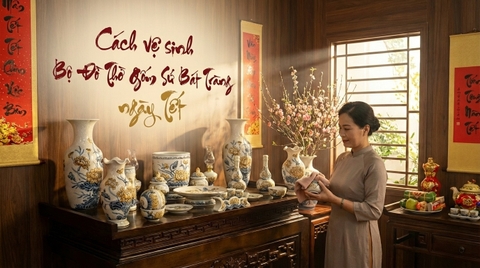 Cách vệ sinh Bộ Đồ Thờ Gốm Sứ Bát Tràng ngày Tết