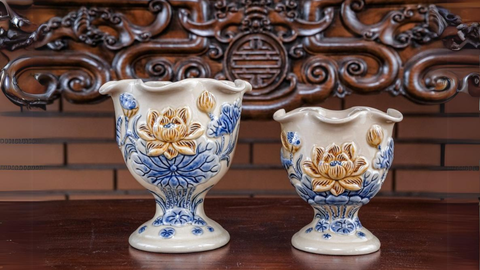 Cung nghinh tài lộc, bình an với ly phật thủ gốm sứ Bát Tràng