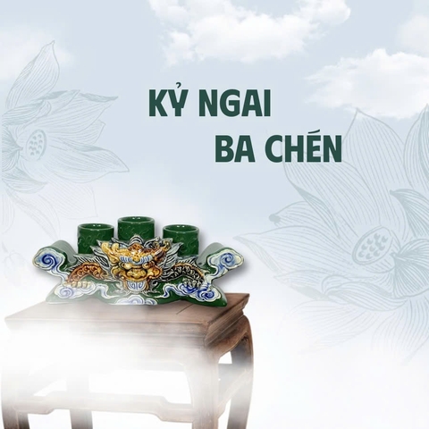 Kỷ Ngai 5 Chén Men Xanh Lá Gốm Sứ Bát Tràng - Gốm Sứ Phúc Lộc Viên Minh - PLVM1557