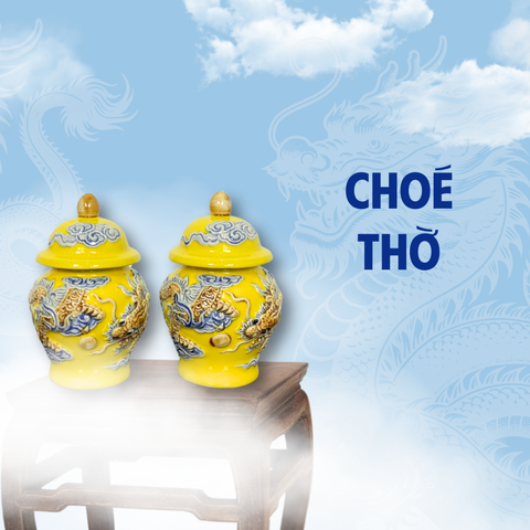 Chóe Thờ Men Vàng Gốm Sứ Bát Tràng - Phúc Lộc Viên Minh - PLVM1214