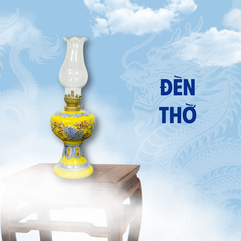 Đèn Thờ Men Vàng Gốm Sứ Bát Tràng - Phúc Lộc Viên Minh - PLVM1216