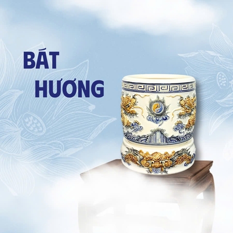 Bát Hương Men Trắng Gốm Sứ Bát Tràng - Gốm Sứ Phúc Lộc Viên Minh - PLVM1570