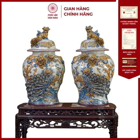 Chóe Công Danh Phú Quý Đắp Nổi Kênh Gốm Sứ Bát Tràng - Gốm Sứ Phúc Lộc Viên Minh - PLVM1600