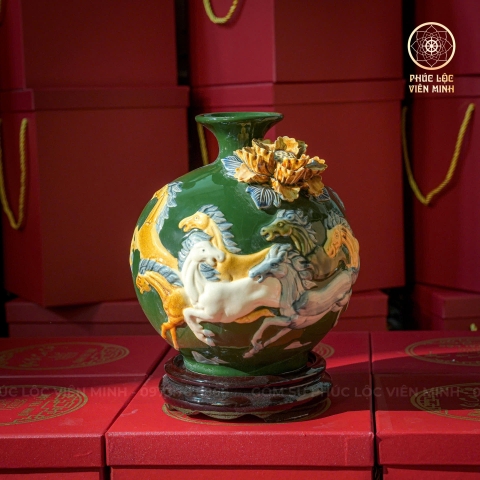 Bình Hút Lộc Men Xanh Lá Gốm Sứ Bát Tràng - Phúc Lộc Viên Minh - BHL046