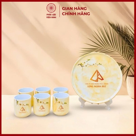 Cốc In Logo Cao Cấp Gốm Sứ Bát Tràng - Phúc Lộc Viên Minh - LD045