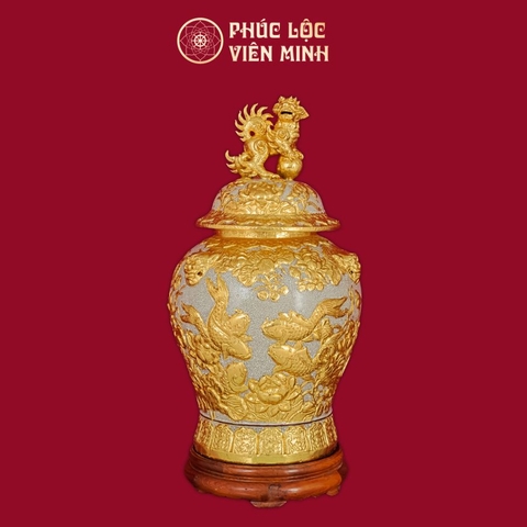 Chóe Niên Niên Hữu Dư 20L Men Rạn Dát Vàng Gốm Sứ Bát Tràng - Phúc Lộc Viên Minh