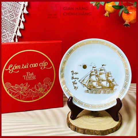 Đĩa Gốm Sứ Cao Cấp Gốm Sứ Bát Tràng - Phúc Lộc Viên Minh - LD082