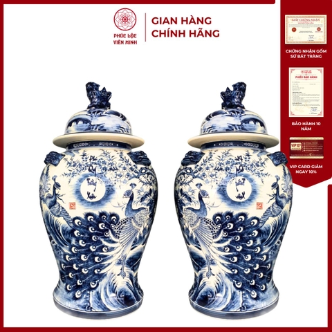 Chóe Phú Quý Trường Xuân Men Lam Gốm Sứ Bát Tràng - Gốm Sứ Phúc Lộc Viên Minh - PLVM1609