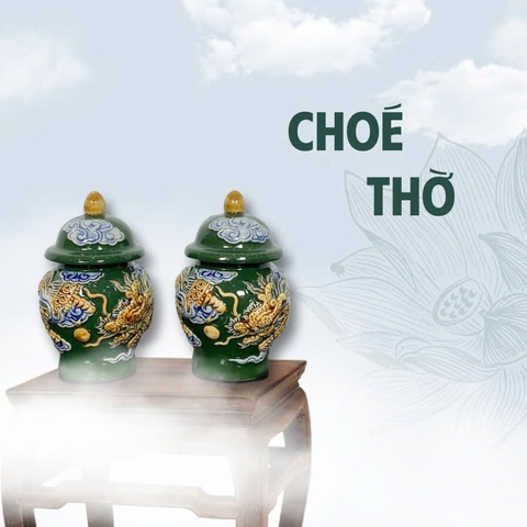 Chóe Thờ Men Xanh Lá Gốm Sứ Bát Tràng - Gốm Sứ Phúc Lộc Viên Minh - PLVM1556