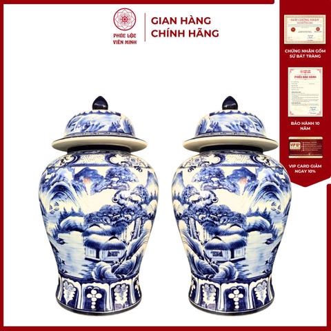 Chóe Sơn Thủy Hữu Tình Men Lam Gốm Sứ Bát Tràng - Gốm Sứ Phúc Lộc Viên Minh - PLVM1610