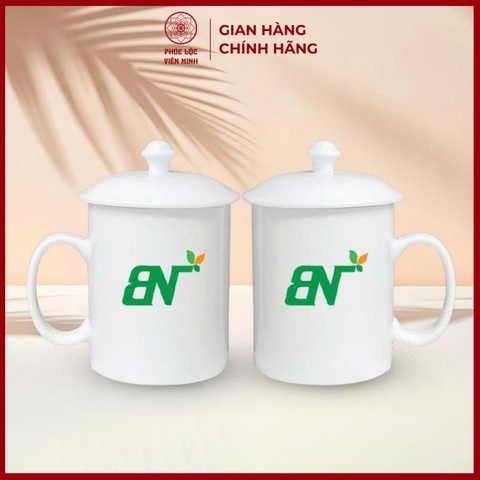 Cốc In Logo Cao Cấp Gốm Sứ Bát Tràng - Phúc Lộc Viên Minh - LD056