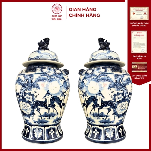 Chóe Phú Quý Tài Lộc Men Lam Gốm Sứ Bát Tràng - Gốm Sứ Phúc Lộc Viên Minh - PLVM1611