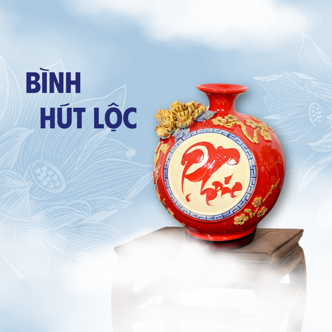 Bình Hút Lộc Men Đỏ Gốm Sứ Bát Tràng - Gốm Sứ Phúc Lộc Viên Minh - PLVM1663