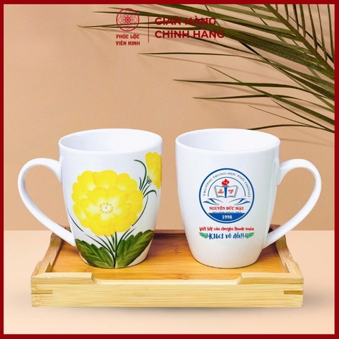 Cốc In Logo Cao Cấp Gốm Sứ Bát Tràng - Phúc Lộc Viên Minh - LD058